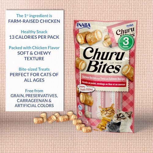 INABA Churu Bites for Cats, Soft Baked Chicken Churu Filled Cat Treats with Green Tea Extract, 0.35 Ounces Eac - view 6