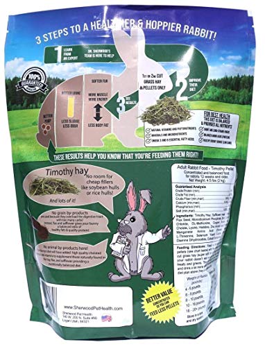 Sherwood Pet Health Adult Rabbit Food Timothy Hay Pellet 4.5 lbs. Hay-Based, Grain-Free, Soy-Free for Better D - view 3
