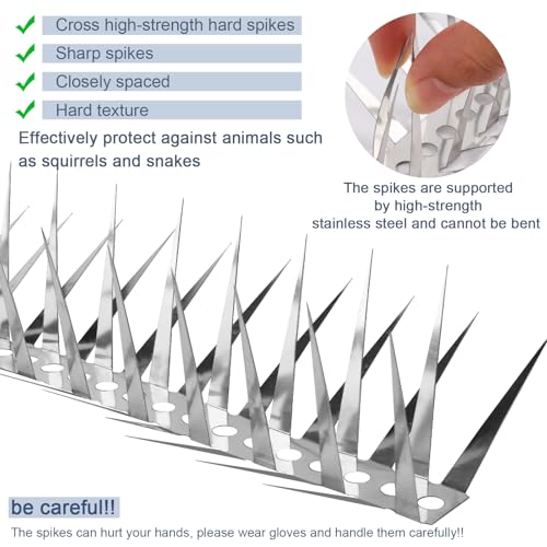 Bird Spikes 40 Inch Stainless Steel Bird Deterrent, Snake and Raccoon Deterrent, Squirrel Baffles for Bird Fee - view 4