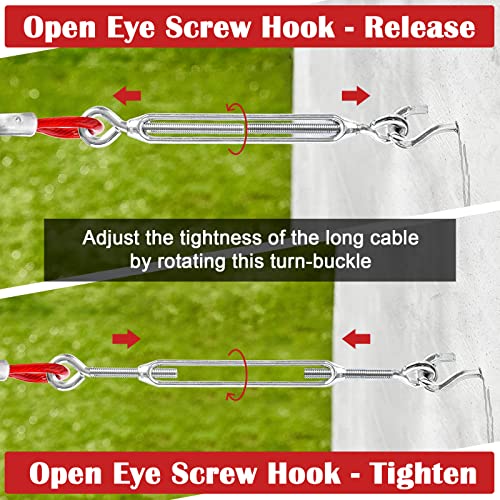 100FT Dog Runner for Yard with 15FT Tie Out Cable - Heavy Duty Trolley System for Large Dogs Up to 250LBS, Bac - view 7