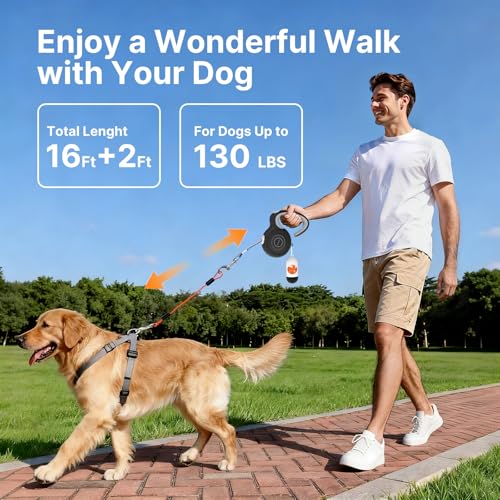 16Ft Retractable Dog Leash with Chew-Proof Steel Cable, 360° Tangle-Free, Shock Absorbing, Built-in Poop Bag D - view 3