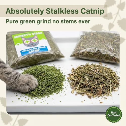 Smokey's Stash Catnip Stalkless Dried Ground Premium Bulk 12 Ounce Bag Strong Cat nip for Cats - view 6
