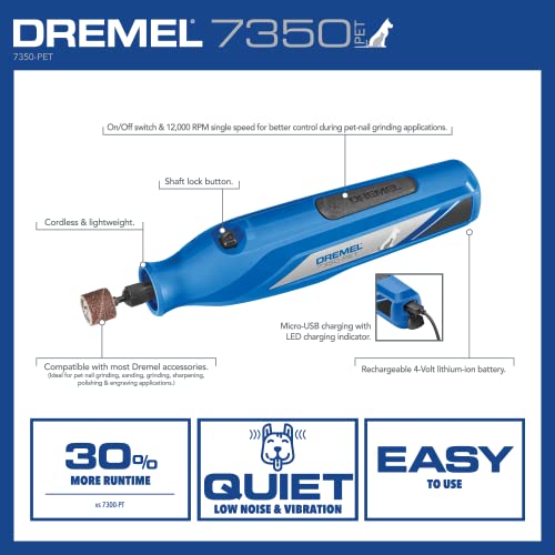 Dremel 7350-PET 4V Pet & Dog Nail Grinder, Easy-To-Use & Safe Nail Trimmer, Professional Pet Grooming Kit - Wo - view 3