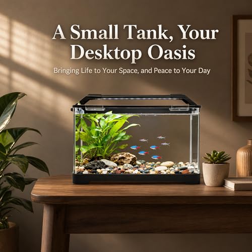 3.5 Gallon Betta Fish Tank, All in One Aquarium Starter Kits with Back Filter, Adjustable Pump, 25W Heater, LE - view 3