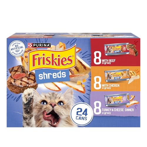 Purina Friskies Gravy Wet Cat Food Variety Pack, Shreds With Beef, With Chicken, and Turkey and Cheese Dinner  - view 2