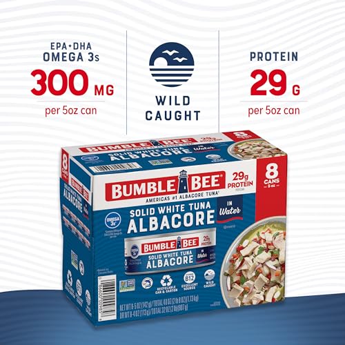 Bumble Bee Solid White Albacore Tuna in Water, 5 oz Can (Pack of 8) - Wild Caught Tuna - 29g Protein per Servi - view 4