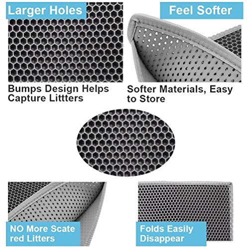 Pieviev Cat Litter Mat Double Layer Waterproof Urine Proof Trapping Mat 1 Pack (Gray, 24x15 Inch (Pack of 1)) - view 5