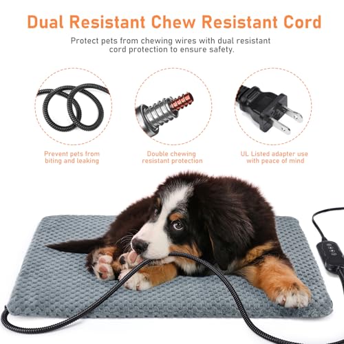 INVENHO Heated Cat Bed, Waterproof Adjustable Temperature Dog Cat Heating Pad with Timer, Indoor Pet Heating P - view 4