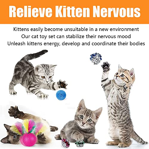 21 Pcs Cat Toys for Indoor Cats Collapsible Cat Tunnel Interactive Feather Teaser Wand Ball Toy for Kitten Cat - view 4