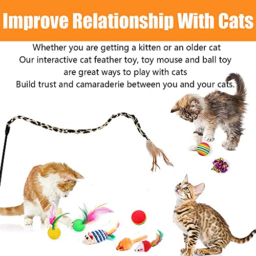 21 Pcs Cat Toys for Indoor Cats Collapsible Cat Tunnel Interactive Feather Teaser Wand Ball Toy for Kitten Cat - view 5