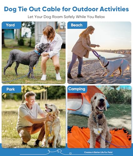 Petbobi Dog Tie-Out Cable 30ft -Heavy Duty Dog Lead Up to 120 lbs, Outdoor Leash Metal Cable with Shock Spring - view 7