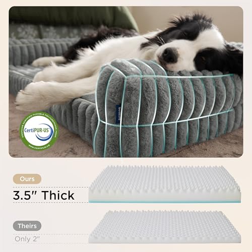 Bedsure ComfyFleece Orthopedic Dog Beds Large Sized Dog, Waterproof Memory Foam Pet Couch Sofa with Sides, Non - view 4