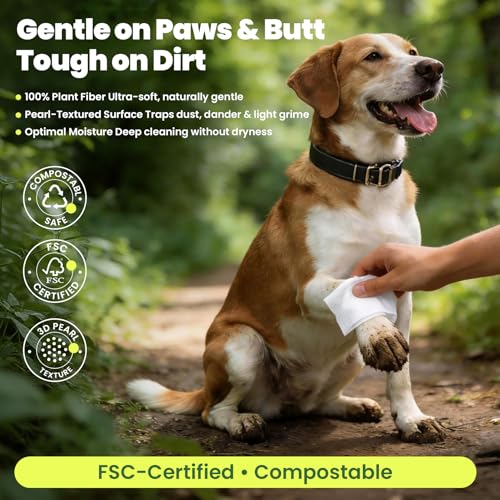 Unscented Dog Wipes & Cat Wipes (4x50 Packs) | Hypoallergenic, pH Balanced for Paws, Body, Eyes & Ears Groomin - view 3