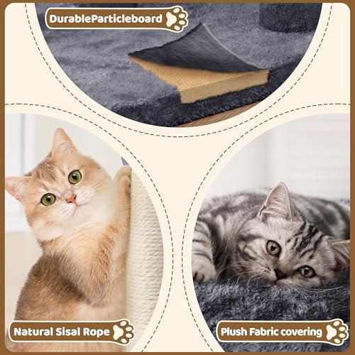 Yaheetech 23.5in Cat Tree – Sturdy & Stable, Space-Saving 3-Level Cat Tower with Plush Perch, Condo, Sisal Scr - view 5