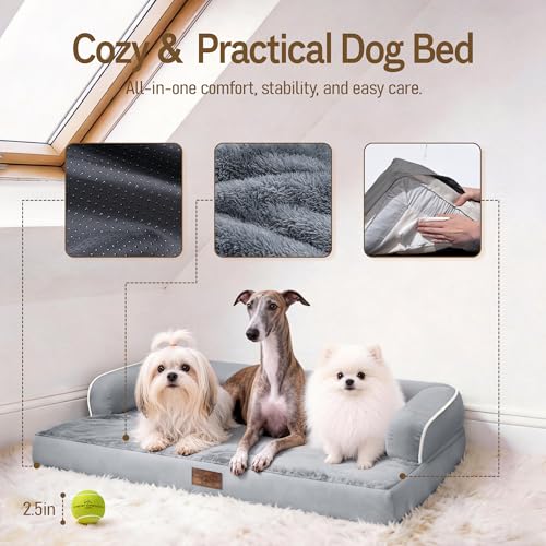 Comfort Expression Washable Orthopedic Dog Bed for Extra Large Dogs XL Grey | Waterproof Memory Foam Pet Bed 4 - view 5