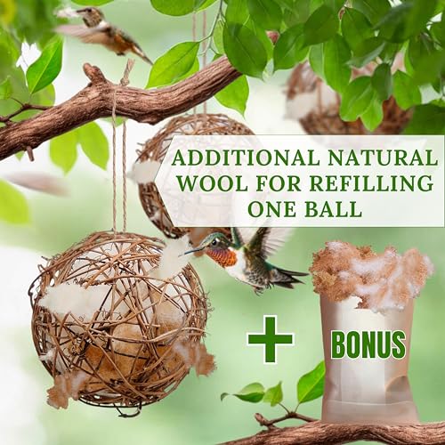 Hummingbird Nesters - Bird Nesting Material Holder for Wild Birds Wrens Finches - Refillable Outdoor Bird Nest - view 3