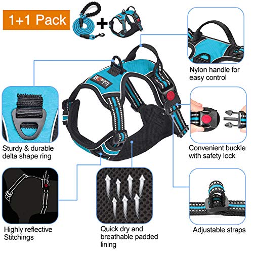 tobeDRI No Pull Dog Harness Adjustable Reflective Oxford Easy Control Medium Large Dog Harness with A Free Hea - view 4
