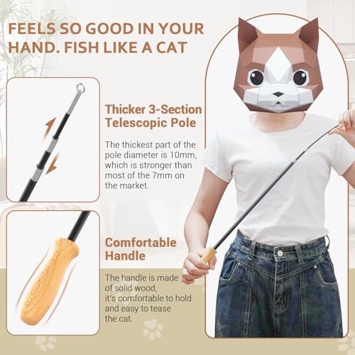 ROSAUI Cat Teaser Wand Toys, Interactive Bird Toys for Indoor Kittens, 42.15’’ Long Cat Fishing Pole Toys, 2Pc - view 4