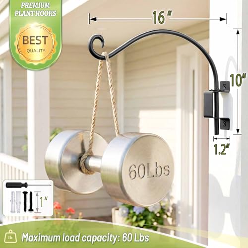 AJART Bird Feeder Hangers Outdoor: 16-Inch Swivel Hanging Plant Bracket for Wall Mount - Swivel Plant Hook for - view 5