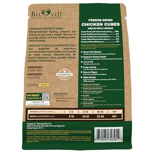 Beloved Pets Dog & Cat Treats Freeze Dried Chicken Cubes 5.3 oz - All Natural Meat Raw Pet Food - Human Grade  - view 3