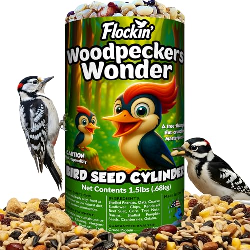 Woodpecker Bird Seed Cylinders with Hole – Premium Woodpecker Food Blend with Sunflower Chips, Peanuts & Suet  - view 2