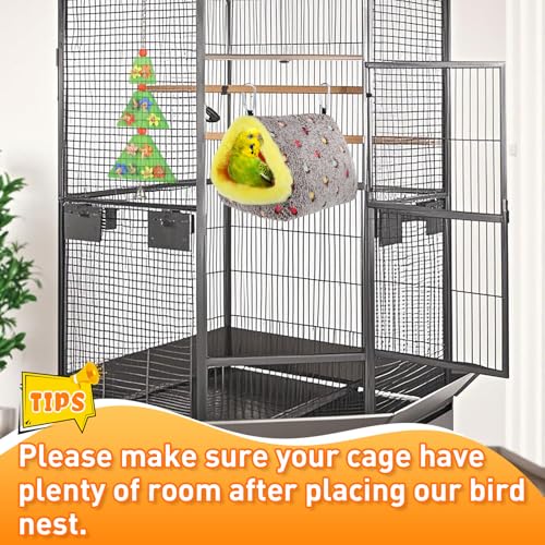 MEWTOGO Medium Winter Warm Bird Nest for Cage - Comfortable Birds Bed with Support Plate, Hanging Shed Hideawa - view 6