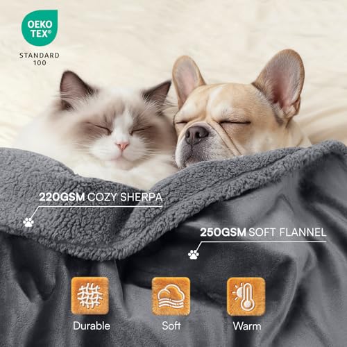Waterproof Pet Blanket, Liquid Pee Proof Dog Blanket for Sofa Bed Couch, Reversible Sherpa Fleece Furniture Pr - view 4