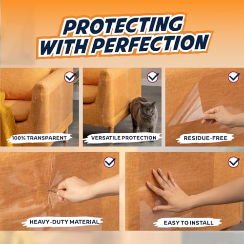 Panther Armor Furniture Protector, 8-Pack, Heavy Duty Anti-Scratch Cat Couch Protector, Transparent - view 5