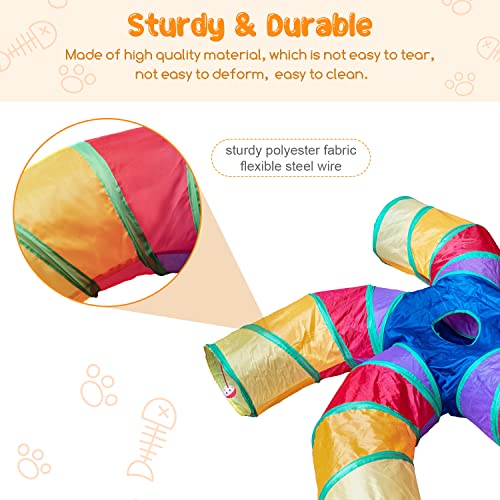Depets Cat Tunnel for Indoor Cats, 5 Way Large Cat Play Tunnel & Tube with Play Ball, S-Shaped Folded Pet Tube - view 3