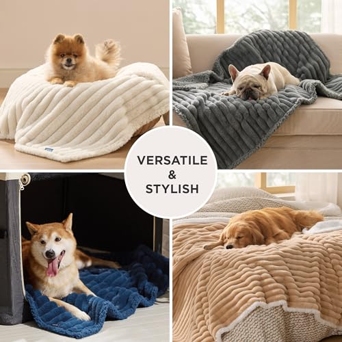 Bedsure ComfyFleece Waterproof Dog Blankets for Large Dogs - Soft Pet Cat Blanket Corduroy Fleece for Couch Be - view 5