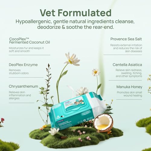 HICC PET Wipes for Dogs & Cats, Cleansing Deodorizing & Soothing Allergy Infections Anal Gland Pets Wipes with - view 4