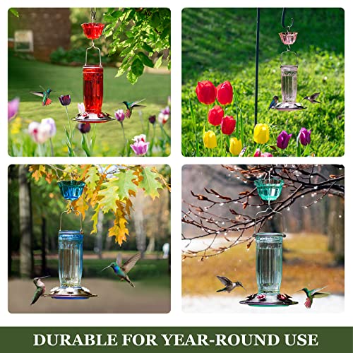 Kingsyard Glass Hummingbird Feeder for Outdoors Wild Bird Feeder with 6 Feeding Ports Hanging for Garden Yard, - view 7