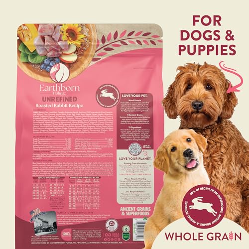 Earthborn Holistic Unrefined Roasted Rabbit Dry Dog Food, Ancient Grains & Superfoods, Pea-Free Recipe, 25 lb  - view 6