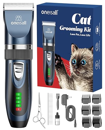oneisall Quiet Cat Clippers for Matted & Long Hair, 2-Speed Cordless Pet Shaver Grooming Kit for Cats, Small D - view 2