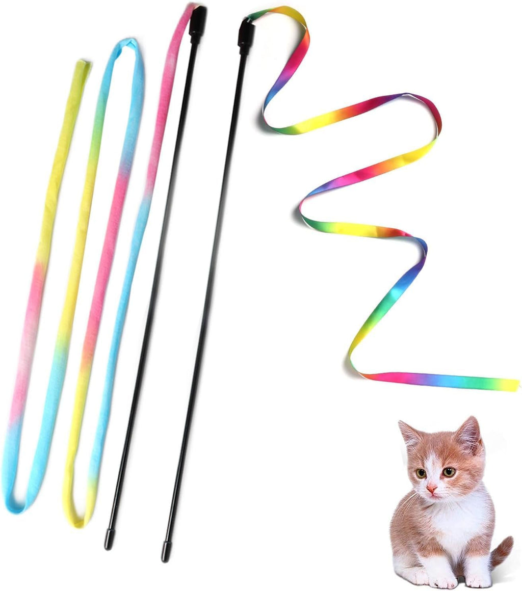 Cat Wand Toys Interactive Kitten Toys for Indoor Cats Colorful Teaser Wand String for Exercise Kitten Stick Ki