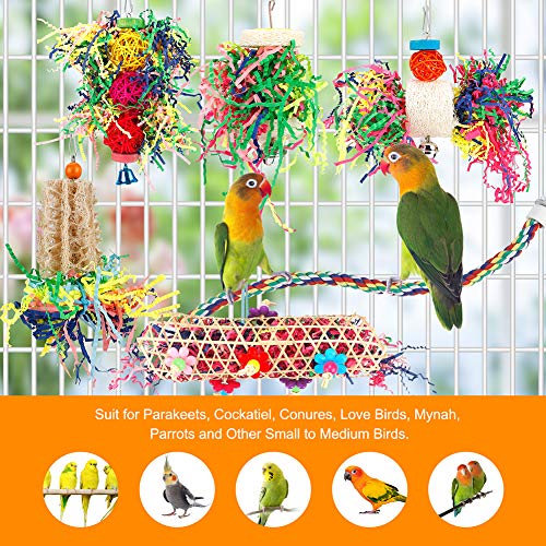 Foraging Bird Toys - Shredding Parakeet Toys with Rope Perch for Conure, Cockatiel, Budgies, Lovebird, Parrotl - view 7