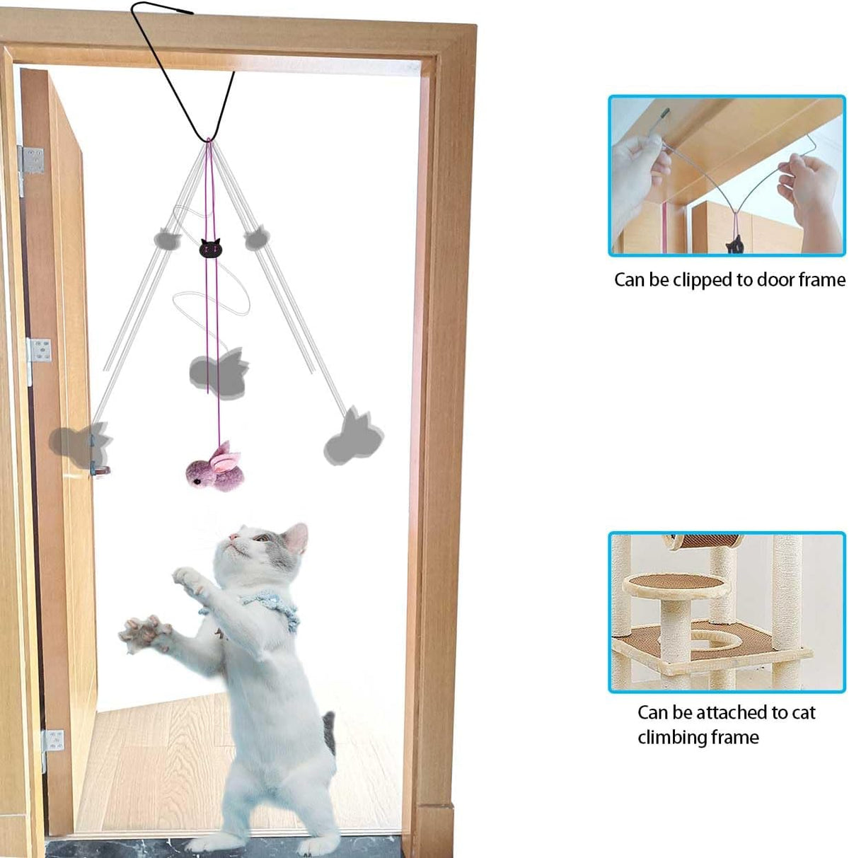 ZPH Cat Toys Interactive for Indoor Cats,2PCS Retractable Cat Wand,9PCS Teaser Toys&1PCS Hanging Door Lure Kit - view 3