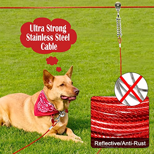 100FT Dog Runner for Yard with 15FT Tie Out Cable - Heavy Duty Trolley System for Large Dogs Up to 250LBS, Bac - view 3