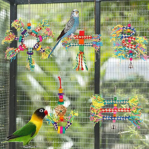 LifeIdeas 5PCS Bird Toys - Foraging, Shredding & Hanging Toys for Small to Medium Parrots, Conures, Cockatiels - view 4