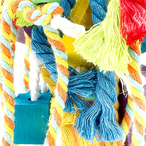 20.5 inch Parrot Chewing Toys - Wooden Block Tearing and Cotton Rope Toys for Medium Large Extra Large Parrot  - view 5