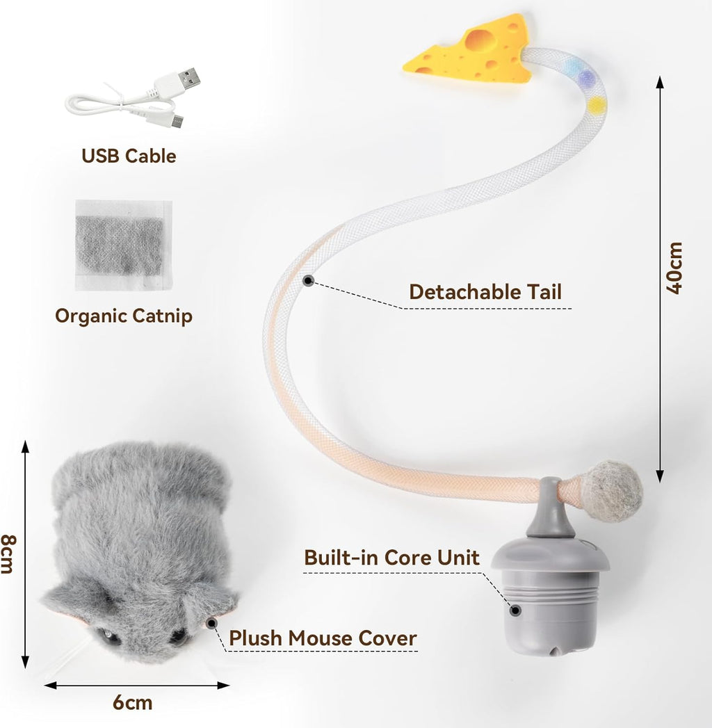 Migipaws Interactive MigiMouse Cat Toy 360° Rolling & Spin with Wiggling Tail for Indoor Cats Smart Motion Sen - view 7