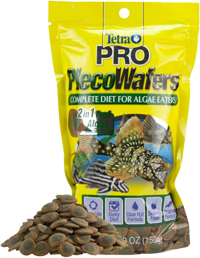 Tetra PRO PlecoWafers 5.29 Ounces, Nutritionally Balanced Vegetarian Fish Food for Bottom Feeders, Concentrate