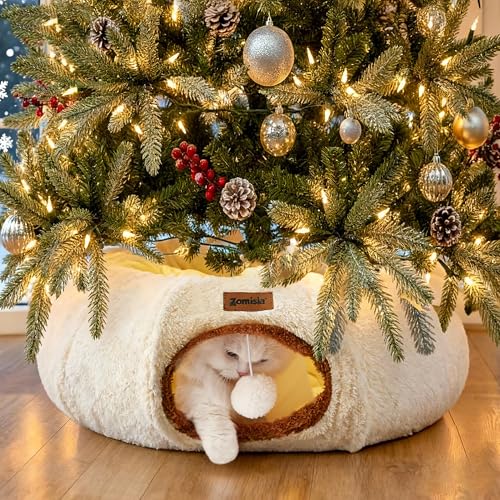 Cat Tunnel Bed for Indoor Cats, Cute Cat Donut Toy Tunnel for Small Large Cats, Peekaboo Pet Cave Play Tunnel  - view 7