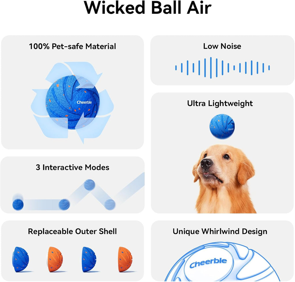 Cheerble Smart Interactive Dog Toy, Wicked Ball AIR, Automatic Moving, Bouncing, and Rotating, E-TPU Material, - view 2