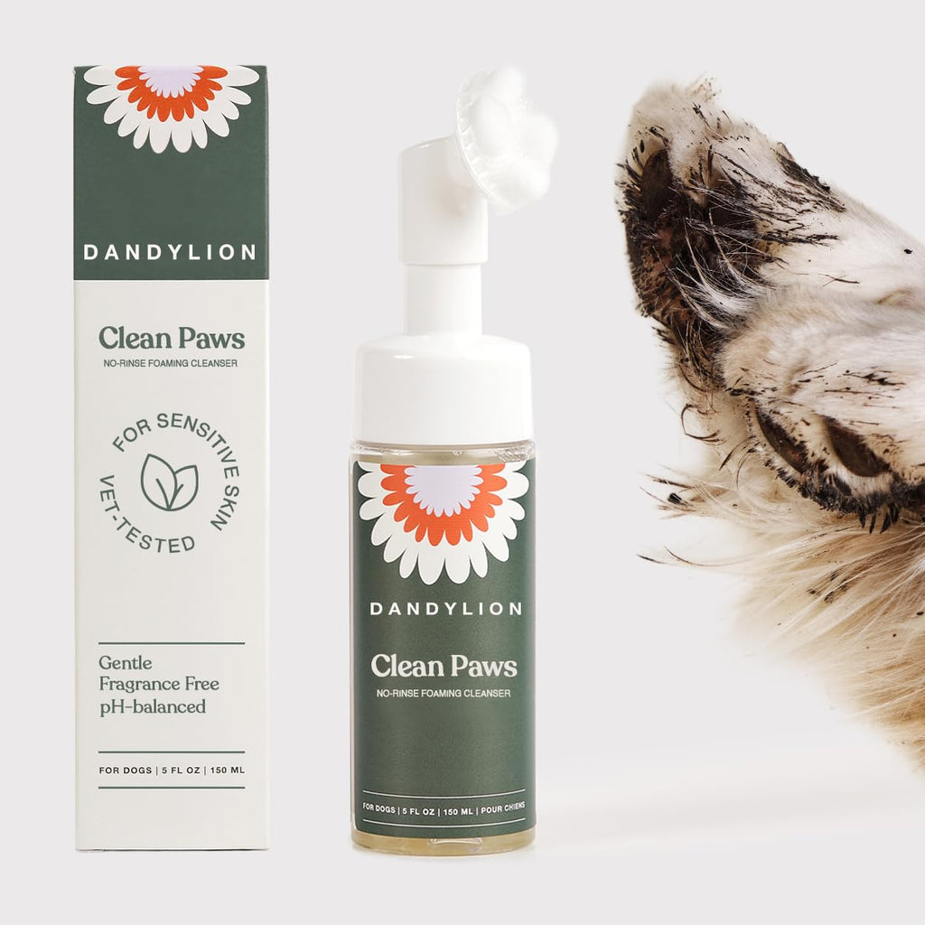 Dandylion Dog Paw Cleaner, Clean Paws, Dog Paw Washer, No Rinse Foam Cleaner for Dogs, Fragrance Free pH Balan