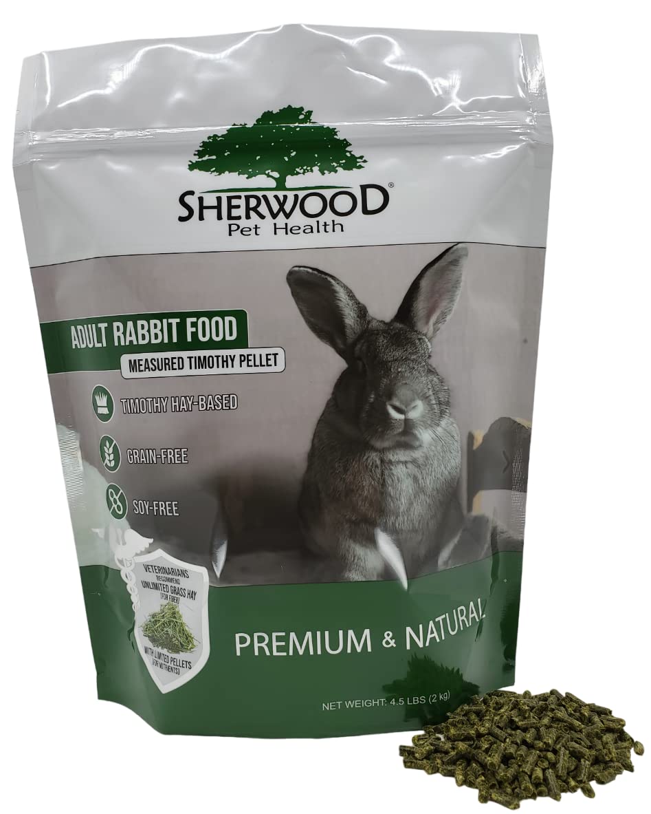 Sherwood Pet Health Adult Rabbit Food Timothy Hay Pellet 4.5 lbs. Hay-Based, Grain-Free, Soy-Free for Better D
