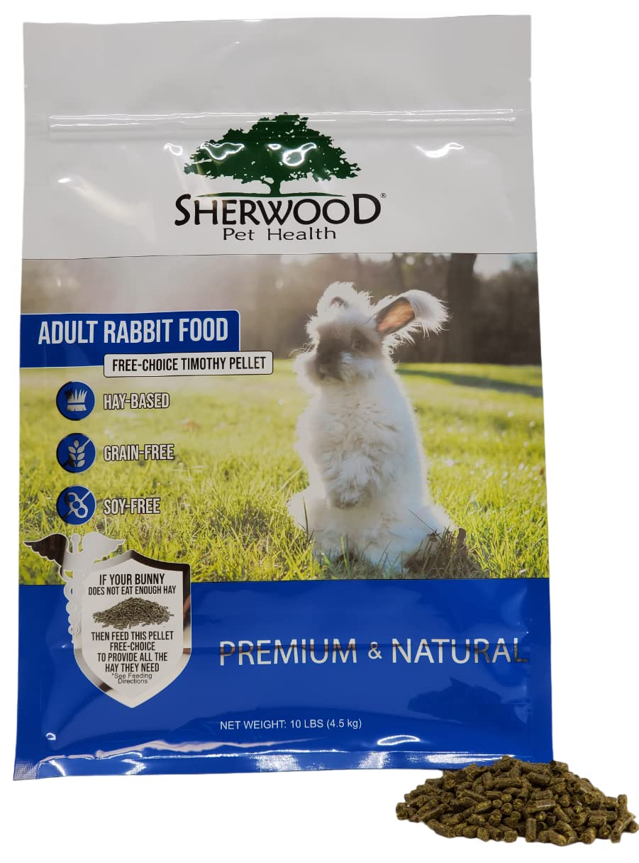 Sherwood Pet Health Adult Rabbit Food Timothy Hay Free-Choice 10lbs Hay-Based, Grain and Soy-Free for Better D