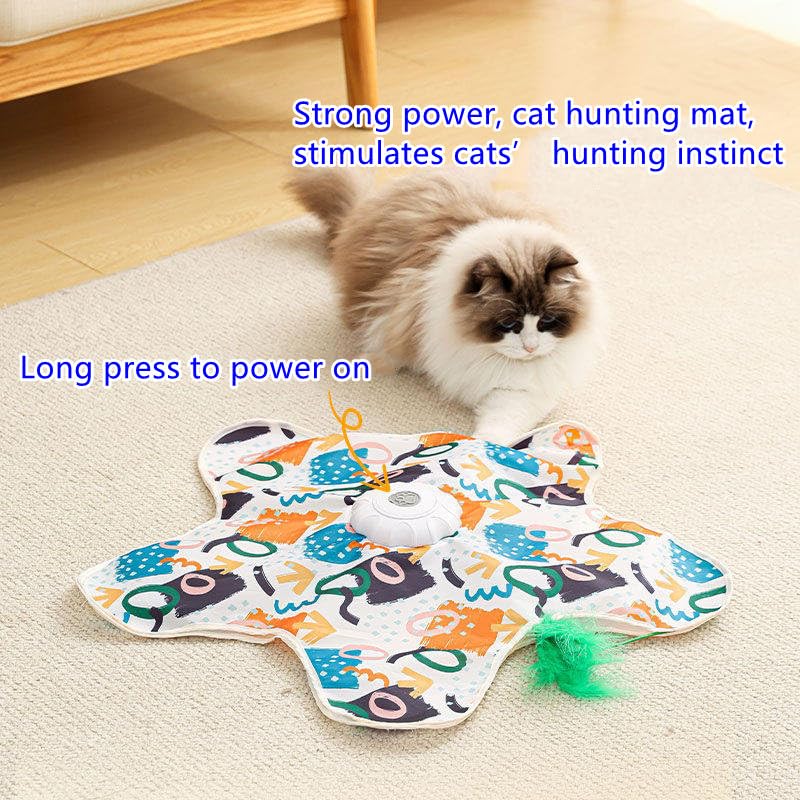 Cat Toy Hide and Seek Interactive Cat Toy - Rechargeable Automatic Feather Wand with Bird Squeaky for Indoor C - view 5