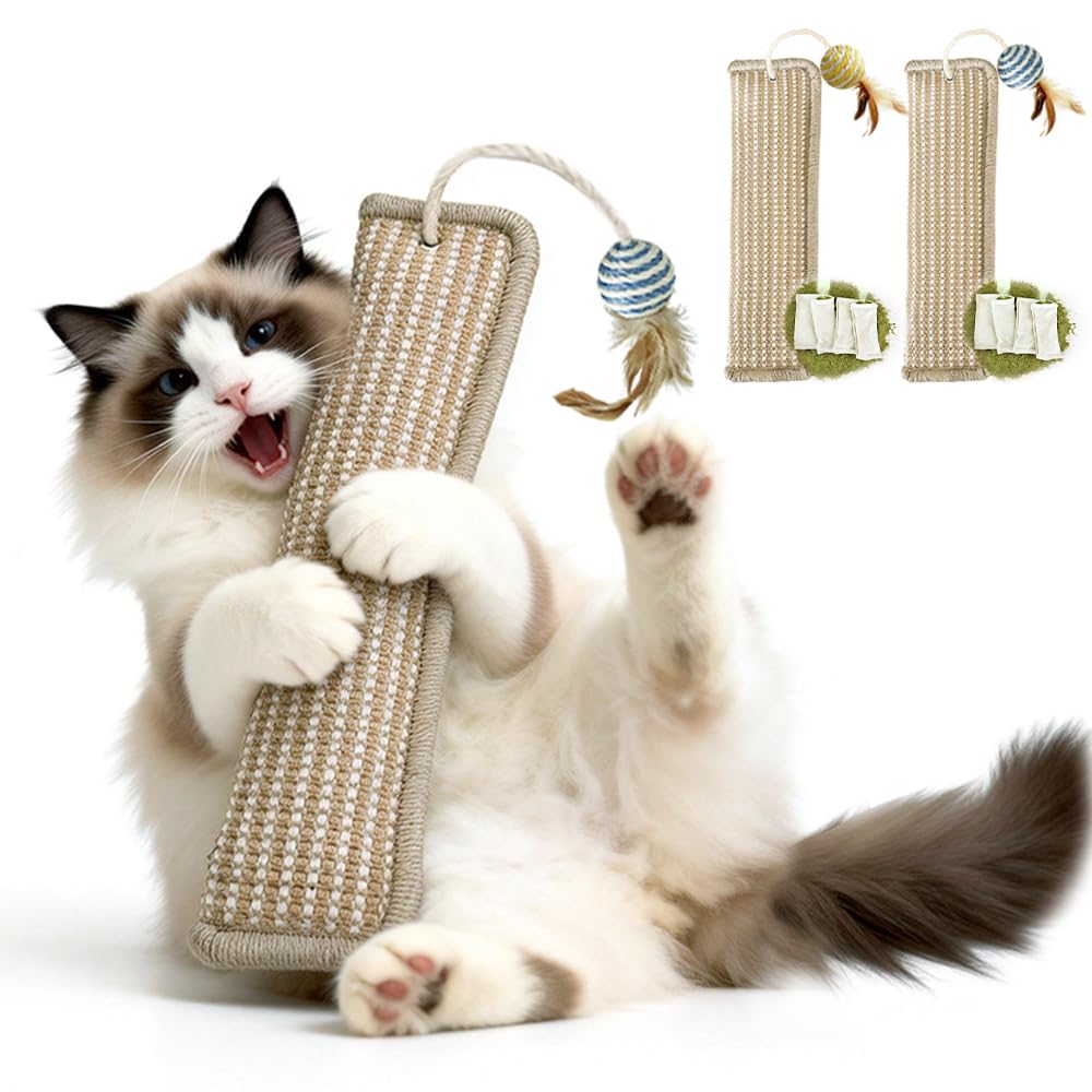 (2-Pack) Yesibeike Refillable Catnip Kicker Toy Kits, Washable Sisal Cover, 60g Catnip Pouch Each, Two Sisal B