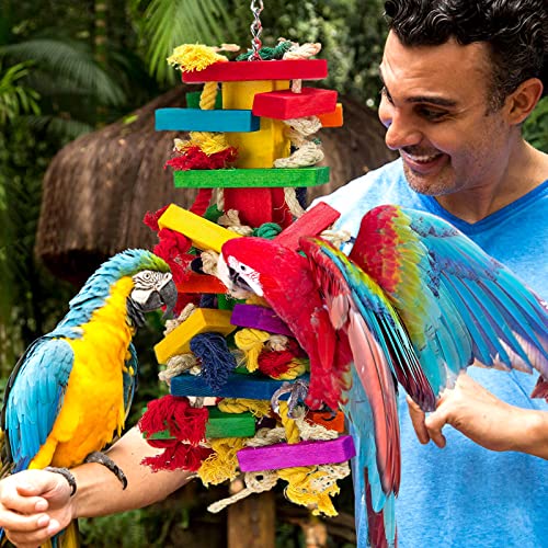 Extra Large Natural Wood Bird Toys for Macaws, African Grey, Parrots Gifts - view 6